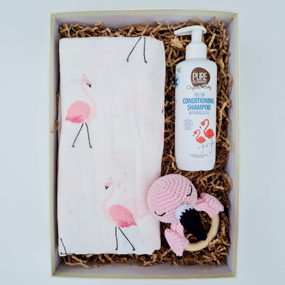 Crocheted Flamingo Gift Set